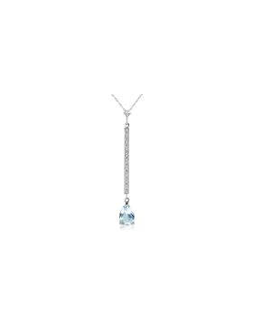 1.8 Carat 14K White Gold Necklace Diamond Aquamarine