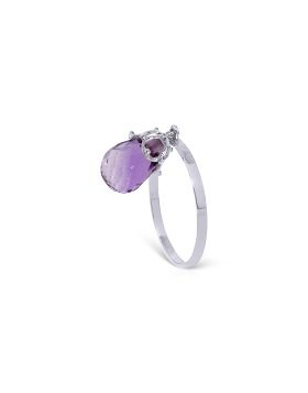 3 Carat 14K White Gold Ring Dangling Briolette Purple Amethyst