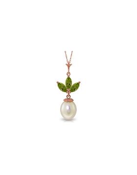 14K Rose Gold Necklace w/ Pearl & Peridots