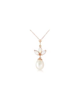 14K Rose Gold Necklace w/ Pearl & Opals