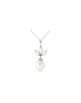 4.75 Carat 14K White Gold Necklace Pearl Opal