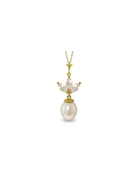 4.75 Carat 14K Gold Necklace Pearl White Topaz