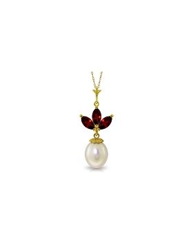 4.75 Carat 14K Gold Necklace Pearl Garnet