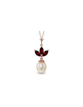 14K Rose Gold Pearl & Garnet Necklace Jewelry