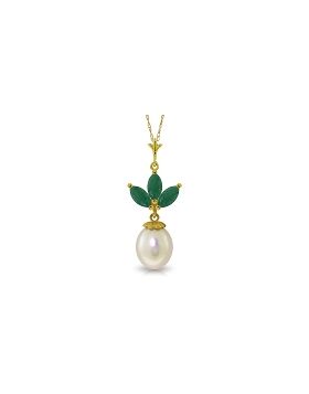 4.75 Carat 14K Gold Necklace Pearl Emerald