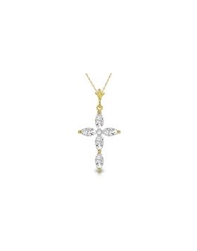 1.23 Carat 14K Gold Necklace Natural Diamond White Topaz