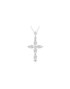 1.23 Carat 14K White Gold Necklace Natural Diamond White Topaz