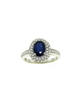 14K. Gold Ring w/ Natural Diamonds & Sapphire