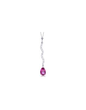 1.79 Carat 14K White Gold Cry Out Happily Pink Topaz Diamond Necklace