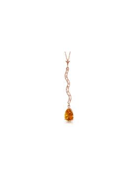 14K Rose Gold Diamond & Citrine Necklace Genuine