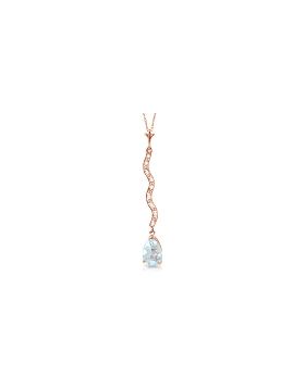 14K Rose Gold Diamond & Aquamarine Necklace Gemstone