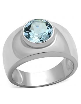 LOS743-7 - 925 Sterling Silver Silver Ring Synthetic Sea Blue