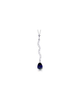 1.79 Carat 14K White Gold Let Live Sapphire Diamond Necklace