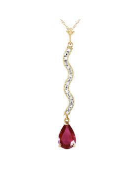 1.79 Carat 14K Gold Brimming Love Ruby Diamond Necklace