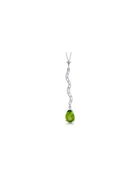 1.79 Carat 14K White Gold Necklace Diamond Peridot