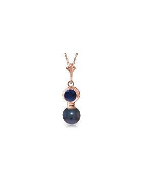14K Rose Gold Necklace w/ Sapphire & Black Pearl