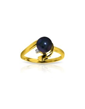 1.01 Carat 14K Gold Ring Natural Diamond Black Pearl