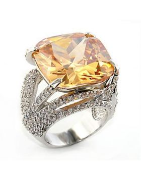 80607-5 - Brass Rhodium Ring AAA Grade CZ Champagne