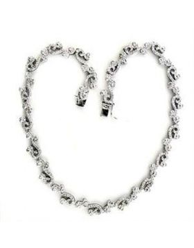 LOA558-16 - 925 Sterling Silver Rhodium Necklace AAA Grade CZ Clear