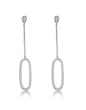 Earrings,Brass,Rhodium,AAA Grade CZ,Clear