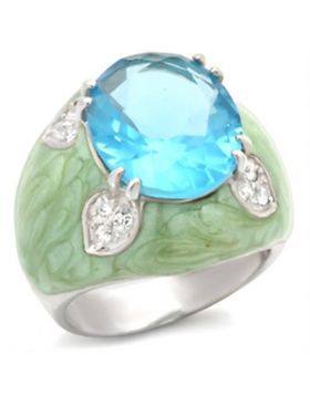 37401-5 - 925 Sterling Silver High-Polished Ring Synthetic Sea Blue