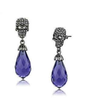 TK2574 - Stainless Steel IP Light Black (IP Gun) Earrings Synthetic Tanzanite