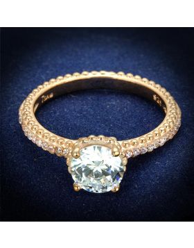 TS518-5 - 925 Sterling Silver Rose Gold Ring AAA Grade CZ Clear