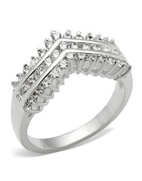 SS051-5 - 925 Sterling Silver Silver Ring AAA Grade CZ Clear