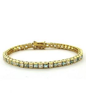 LOAS1315-7 - 925 Sterling Silver Gold Bracelet AAA Grade CZ Clear