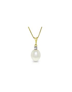 4.05 Carat 14K Gold Necklace Natural Diamond Pearl