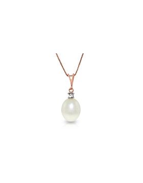 4.05 Carat 14K Rose Gold Necklace Natural Diamond Pearl