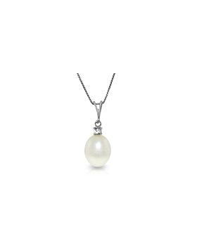 4.05 Carat 14K White Gold Necklace Natural Diamond Pearl