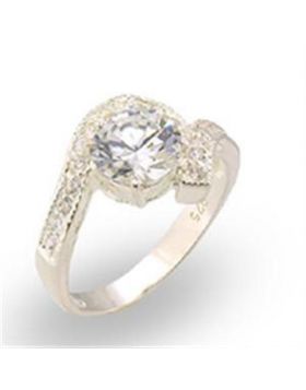 Ring 925 Sterling Silver High-Polished AAA Grade CZ Clear Round