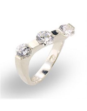 Ring 925 Sterling Silver High-Polished AAA Grade CZ Clear Round