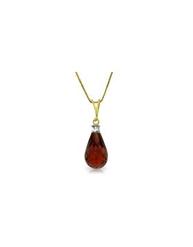 2.3 Carat 14K Gold Rosy Cheeks Garnet Diamond Necklace