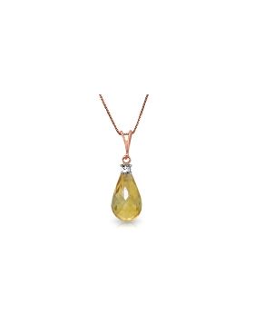 14K Rose Gold Natural Diamond & Citrine Necklace Gemstone