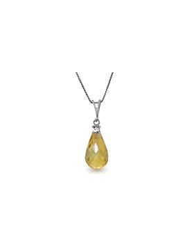 2.3 Carat 14K White Gold As Usual Citrine Diamond Necklace