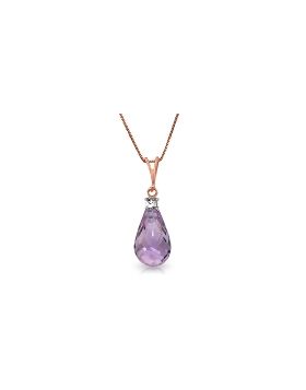 14K Rose Gold Natural Diamond & Purple Amethyst Necklace Jewelry