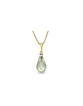 2.3 Carat 14K Gold Necklace Natural Diamond Green Amethyst