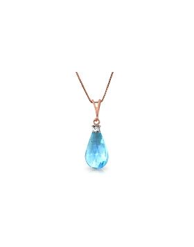 14K Rose Gold Natural Diamond & Blue Topaz Necklace Jewelry