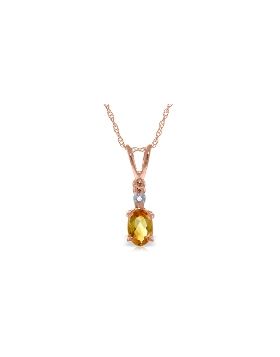 14K Rose Gold Natural Diamond & Citrine Necklace Jewelry