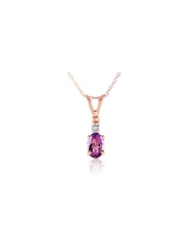 14K Rose Gold Natural Diamond & Purple Amethyst Necklace Certified