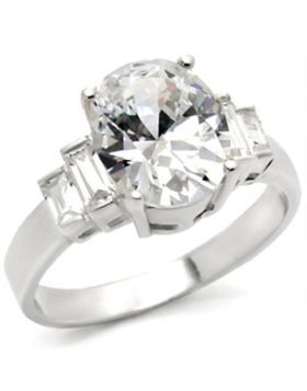 Ring 925 Sterling Silver High-Polished AAA Grade CZ Clear