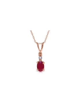 14K Rose Gold Natural Diamond & Ruby Necklace Gemstone