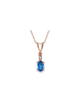 14K Rose Gold Natural Diamond & Blue Topaz Necklace Certified