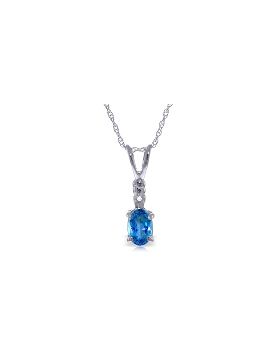 0.46 Carat 14K White Gold Ball In Court Blue Topaz Diamond Necklace