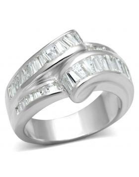 LOS637-7 - 925 Sterling Silver Silver Ring AAA Grade CZ Clear