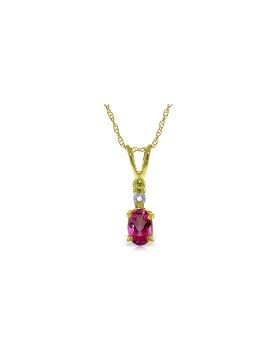 0.46 Carat 14K Gold Pop Of Color Pink Topaz Diamond Necklace