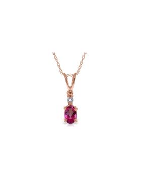 14K Rose Gold Natural Diamond & Pink Topaz Necklace Gemstone