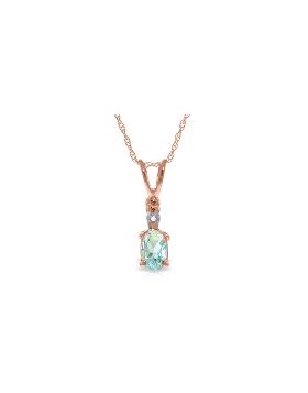 14K Rose Gold Necklace w/ Natural Diamond & Aquamarine